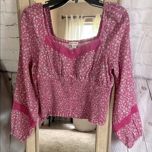 Floral Pink Boho Chic Women's Top